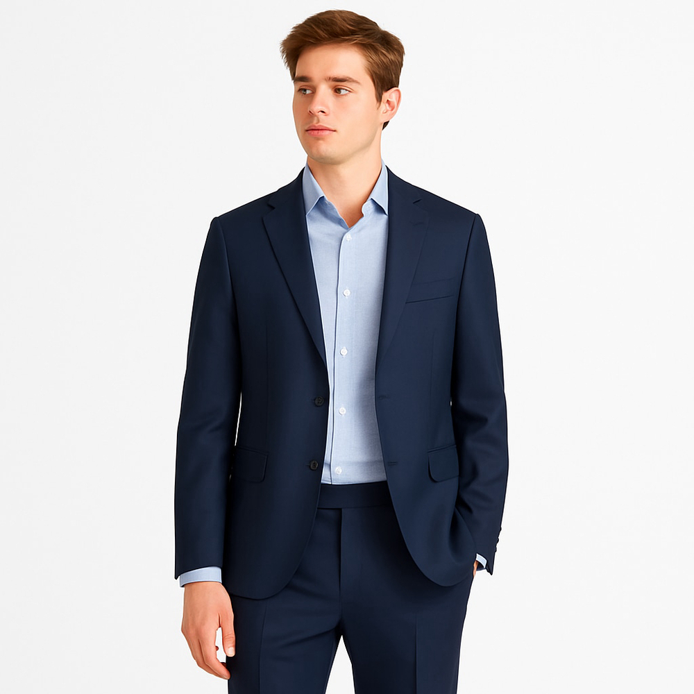 Massimo Dutti Men's Italian Fabric Blue Pattern Dress Shirt EUR 42 / US 16.5